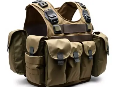 Tactical Military Vest Model Pack with Pockets and Buckles Low-poly 3D model