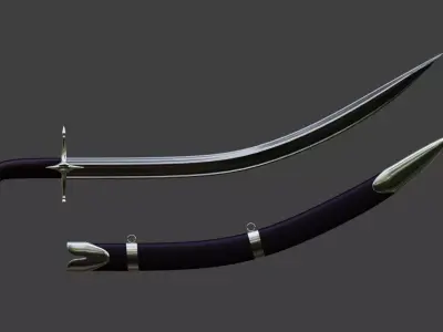 Scimitar and scabbard Free 3D model