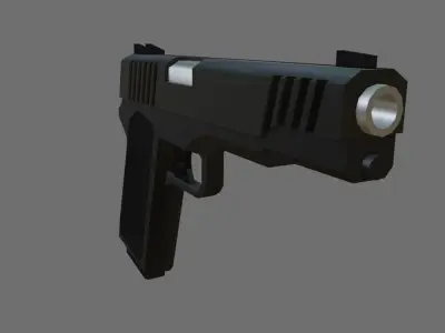 Black Pistol 9mm - Revolver - Gun Weapon - Arma Low-poly 3D model