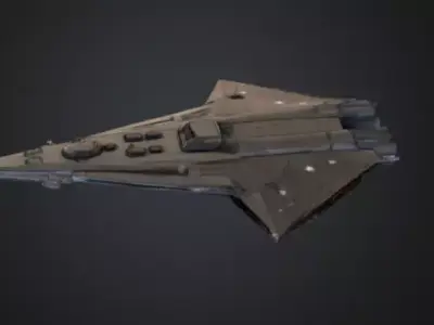 Monolithic Flagship Warship SciFi Space Game Asset Low-poly 3D model