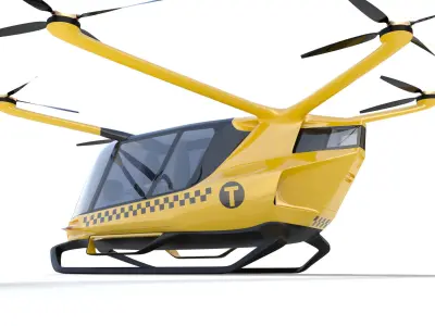 Yellow Taxi Drone with Interior 3D model