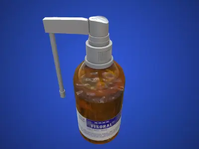 3D Pharmaceutical Spray Bottle with Packaging Low-poly 3D model