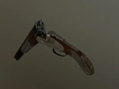 Game Ready Sawed off double barrel Shotgun Low-poly 3D model