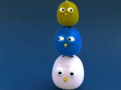 Chick bird with big eyes Free low-poly 3D model