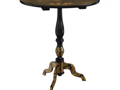 Antique Chippendale   Jade Inlaid Tea Table Chinoiserie Japaned 3D model