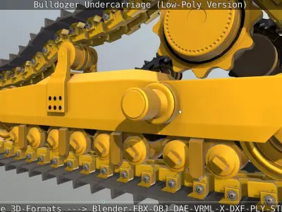 Bulldozer Undercarriage Rigged and Animated - Low-Poly Version Low-poly 3D model