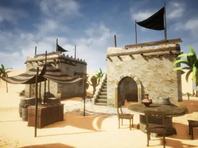 Desert Oasis 3 Unreal Engine Low-poly 3D model