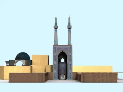 Jameh Mosque of Yazd Low-poly 3D model