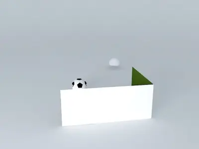 A gate soccer field with two soccer balls and wall 3D model
