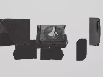 Futuristic Shipwreck Fragment LowPoly LOD Low-poly 3D model