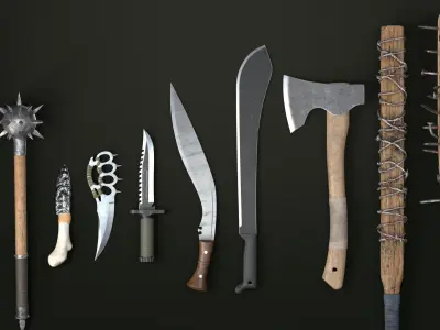 Post-apocalyptic Melee Weapons Lowpoly Low-poly 3D model