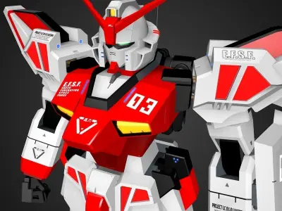 Gundam RX Low-poly 3D model