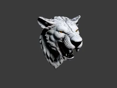 Lion Animal Head Low-poly 3D model