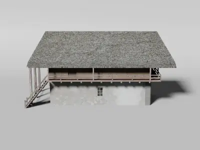 Old rural barn Low-poly 3D model