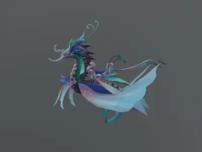 Sea Horse Fantasy Monster Low-poly 3D model