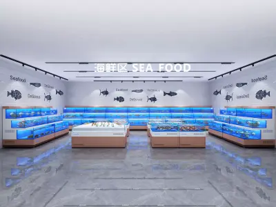 Seafood market Low-poly 3D model