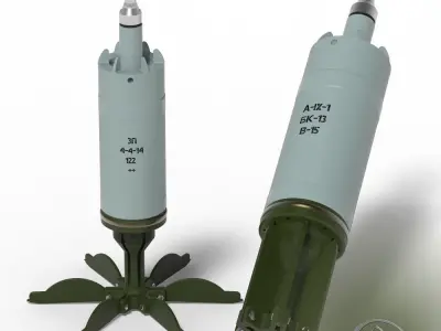 Artillery cumulative antitank projectile of 122mm Stand model 3D model