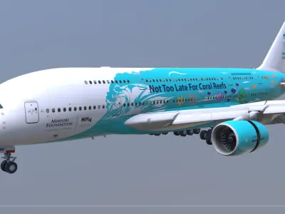 Airbus A380 HiFly 9H-MIP Low-poly 3D model