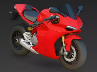 Modern Sport Bike Red Motorcycle 3d model Low-poly 3D model