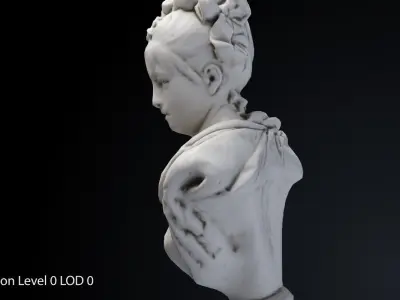 Bust Young Woman Low-poly 3D model