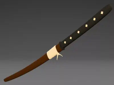 Katana Sword Japanese Samurai Weapon 3D Model Low-poly 3D model