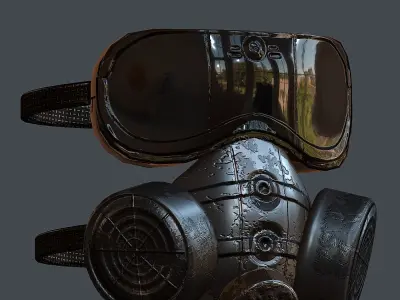 Gas mask helmet 3d model scifi Low-poly Low-poly 3D model Low-poly 3D model