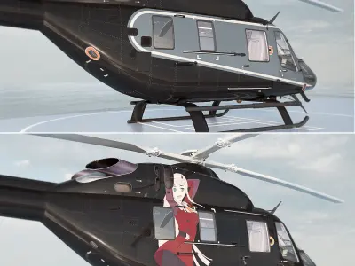 Yacht Roxette with helicopter Ansat 3D model