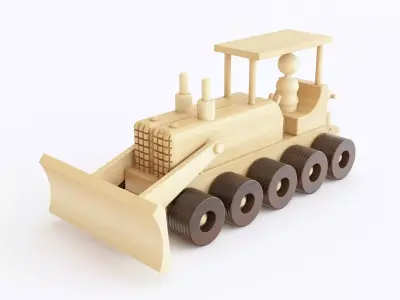 Wooden toy bulldozer 06 3D model