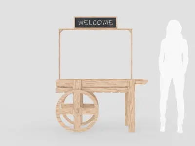 Wooden Vendor Cart 3D model