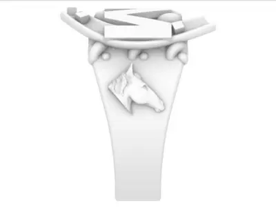 Horse shoe initial ring 3D model