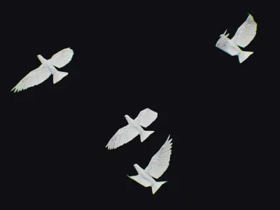 Dove Flock White Bird Animated Swarm Shoal Birds Lowpoly Doves Low-poly 3D model
