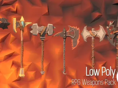 Low Poly RPG Weapons Pack Low-poly 3D model