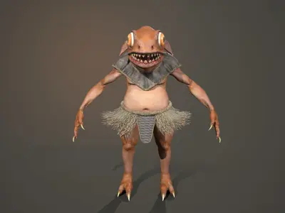 Lizard warrior Low-poly 3D model