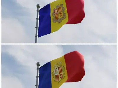 Animated Andorra Flags 3D model