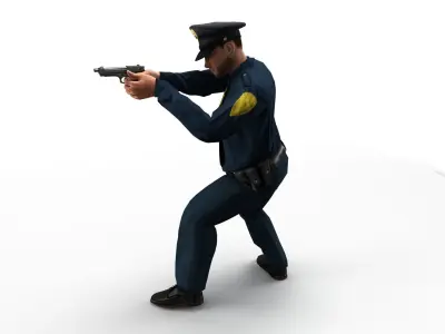 policeman gun in hand ready to shoot 3D model