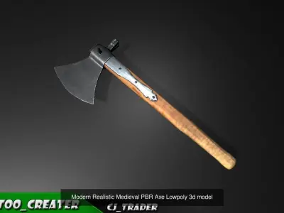 Medieval PBR Axe Collection Pack Low-Poly 3D Model 