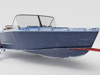 Old vintage worned power boat Progress - 2 iv7 Low-poly 3D model