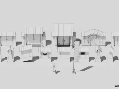 JA Kit 01 Outer Enclosure Wall B Low-poly 3D model