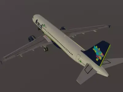 Azul airlines airbus a320-214 low poly 3D Model  Low-poly 3D model
