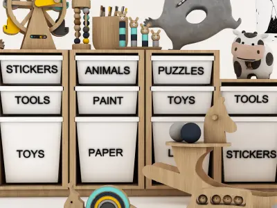 toys and furniture set Low-poly 3D model