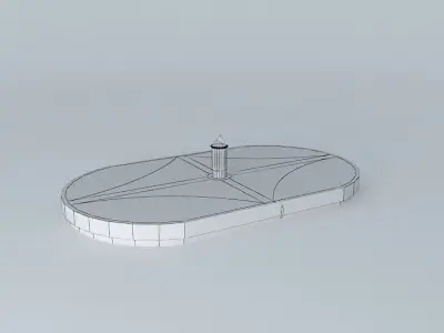 Architecture lighthouse in middle of grassy area 3D model