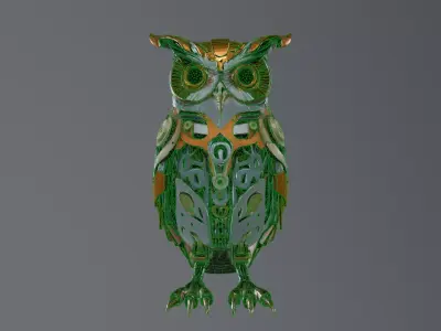 stylized mechanical owl 3D model