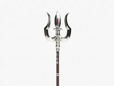 Trishul in silver Low-poly 3D model