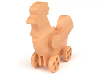 Wooden toy chick 3D model
