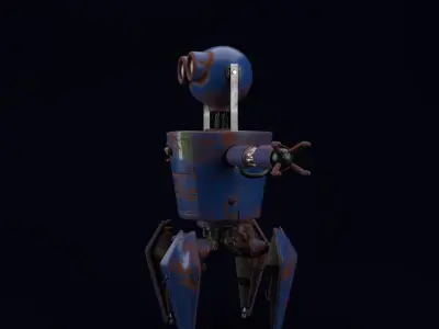 Vintage old style textured Machine Robot 3D model