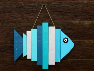 Wooden Fish Wall Decoration Low-poly 3D model