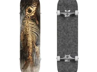 Skateboard with skeleton design 3D model