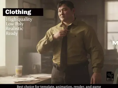 Detective Outfit - Male Uniform Low-poly 3D model