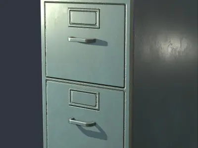 Vertical Filing Cabinet Low-poly 3D model
