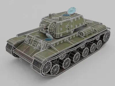 KV-1E Heavy Tank Low-poly 3D model